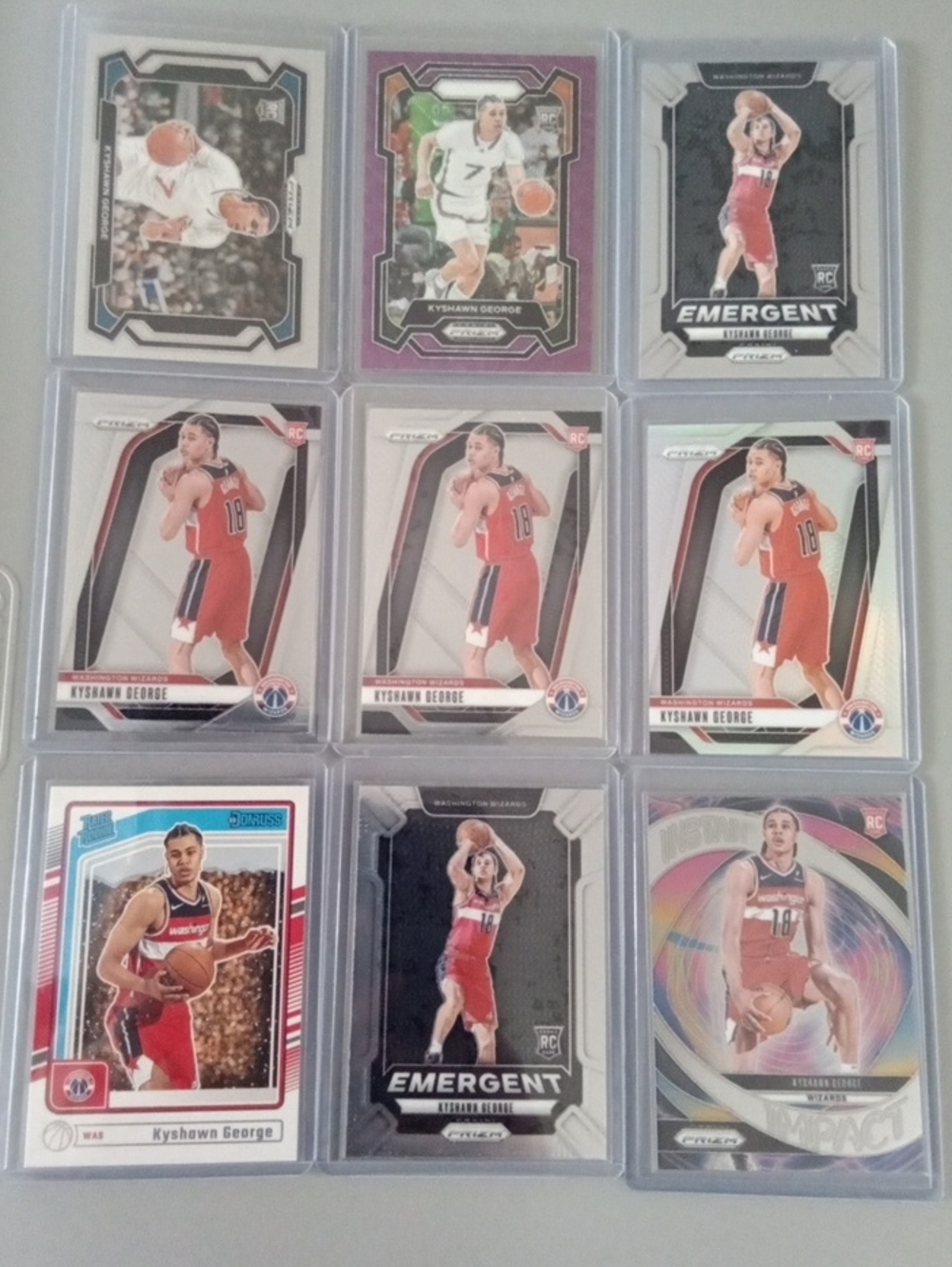 Panini KyShawn George Rc Lot. Red Basketball Trading Card Set in Clear Sleeves